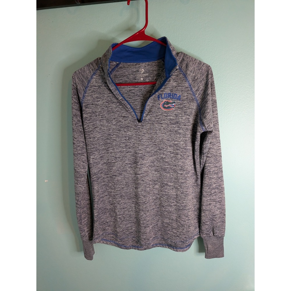 Colosseum Florida Gators Womens Grey Heather Quarter Zip Pullover Thumbhole